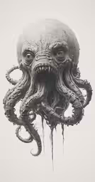 an octopus is hanging upside down in the air