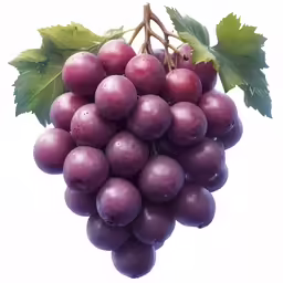 grapes hanging from a leafy plant with green leaves
