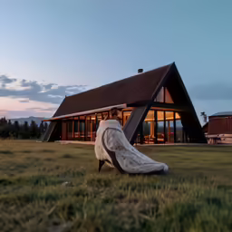 a building is shown with a long white shoe