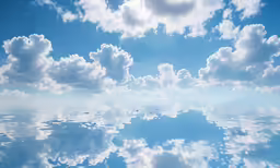 the water is reflecting clouds in the sky