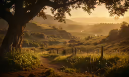 a dirt road is surrounded by a grassy hill