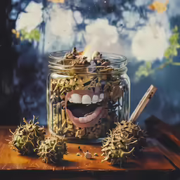 some kind of jar with something in it