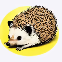 an animal with stripes on it sitting on a yellow circle