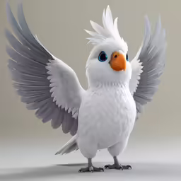 a white bird has grey wings and orange beaks
