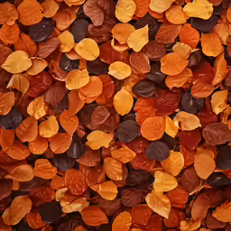 a bowl filled with chocolate chip and yellow leaves