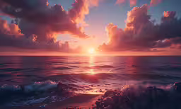 a sunrise over the ocean in an ocean