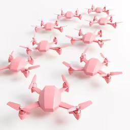 this is a group of pink toys on white