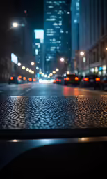 the city street is very dark in the night time