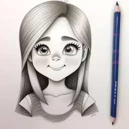 this is a pencil drawing of a girl smiling,a pencil drawing of a woman
