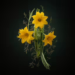a bunch of flowers in a vase against a black background