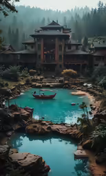 there is a boat floating through the water outside