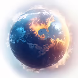 the earth is burning brightly from bright orange and yellow smoke