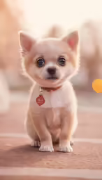 a small brown dog is standing in a room