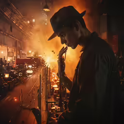 a man working on the assembly line of vehicles