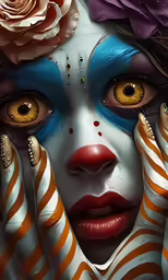 a person with makeup and clown makeup painted like clowns