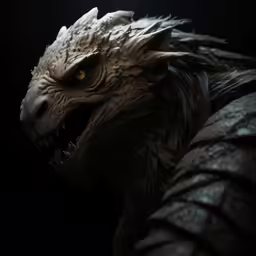 the character stark with long hair and large teeth