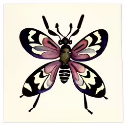 an illustration of a large butterfly on a white background,a painting of a butterfly with multicolored wings and long antennae