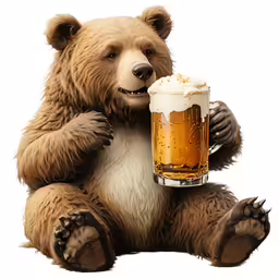 a teddy bear eating food from a mug
