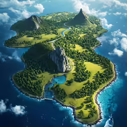 a beautiful island in the middle of some water with trees on it