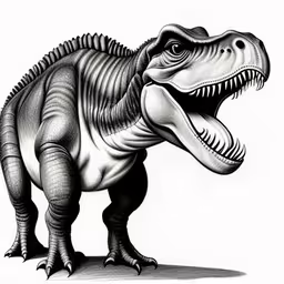 a drawing of a large dinosaur with its mouth open,a drawing of a tyranmus dinosaur