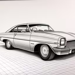 this is an illustration of a nice looking car,a car drawn by a pen on paper