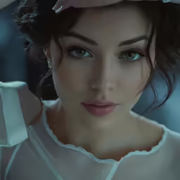 the woman in the photograph has dark blue eyes