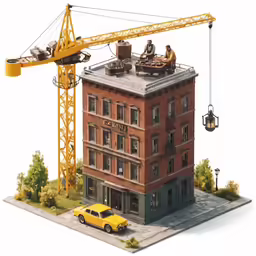 an image of a building under construction with construction cranes above it