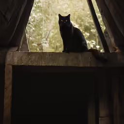 a cat sits in the window of a house