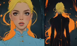 a digital drawing of a woman with yellow hair