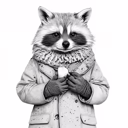 a drawing of a racoon dressed in an animal - themed coat