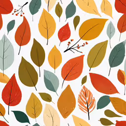 several leaf pattern with many colors on it,an assortment of colorful leaves on white paper