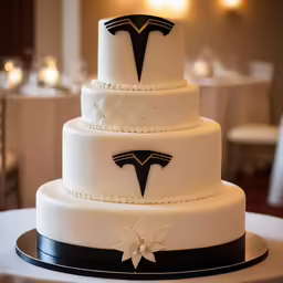 there is a wedding cake on the table