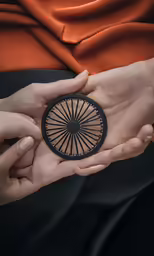 two hands hold an object that is in their palms