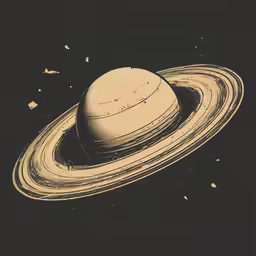 an old fashion illustration of saturn showing the ringed planet