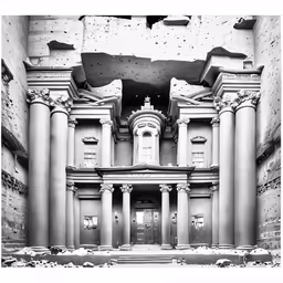 a black and white photograph of an old building