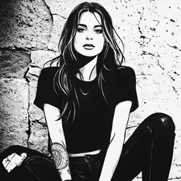 a drawing of a woman in jeans and heels