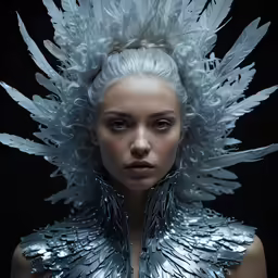 a woman wearing wings on her face and neck
