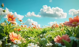 bright pink and white flowers are in the grass
