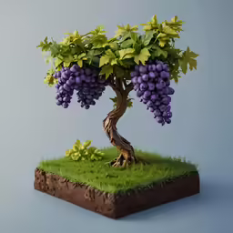 a figurine is decorated with grapes in the shape of a tree