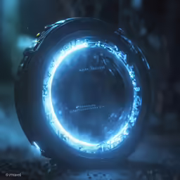 a blue light that is inside of a light fixture