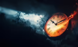 an old clock on a pole in the dark