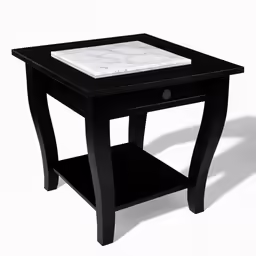 black and white tile topped end table