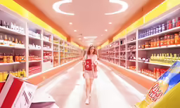 there is a woman that is walking through the store