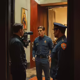 the police men are talking to each other