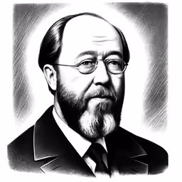 a black and white photo of a man in glasses
