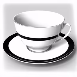 an empty cup and saucer on a plate