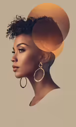 a woman in large hoop earrings and an afro hairstyle