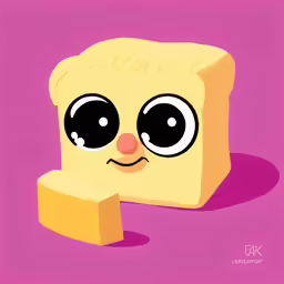 a piece of bread that has some eyes on it