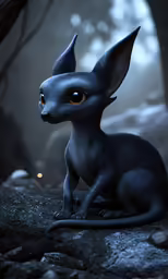 a small gray creature is sitting on a rock