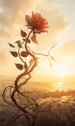 a rose that is standing on the side of a tree
